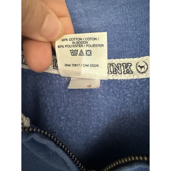 Victoria’s Secret Pink -blue & White zip up sweater Size Small  - Picture 4 of 6